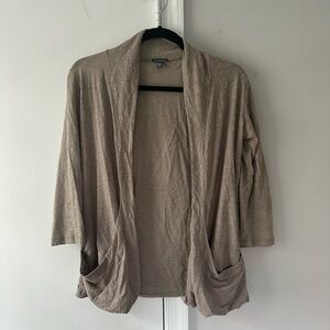 Lilla P Open-Front Lightweight Cardigan in Taupe 🤎 Size S